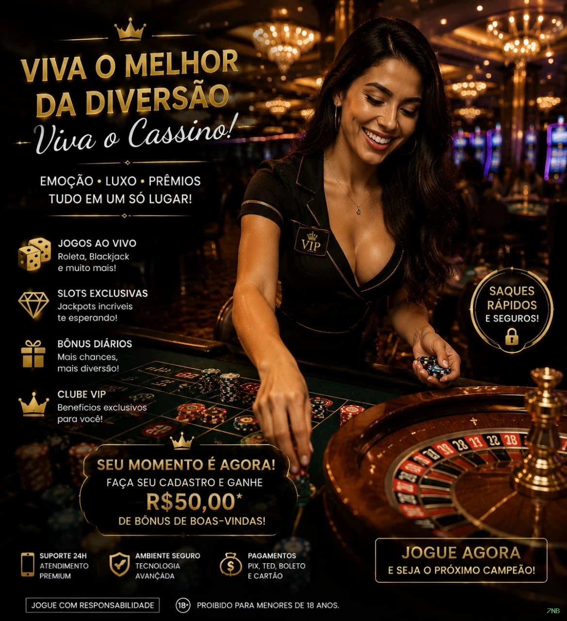 Bônus boas-vindas 7NB R$100